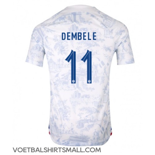 Frankrijk Ousmane Dembele #11 Voetbalkleding Uitshirt WK 2022 Korte Mouwen